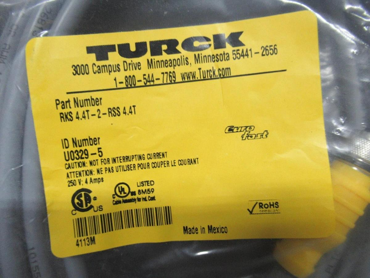 NEW IN BAG TURCK RKS4.4T-2-RSS4.4T EUROFAST SINGLE-ENDED CORDSET