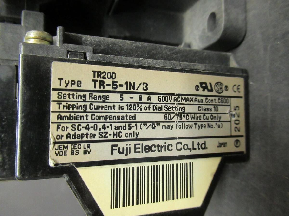 Used 20 AMP FUJI STARTER SC20AA  600 VAC 10 HP W/ TR20D OVERLOADS **WARRANTY**