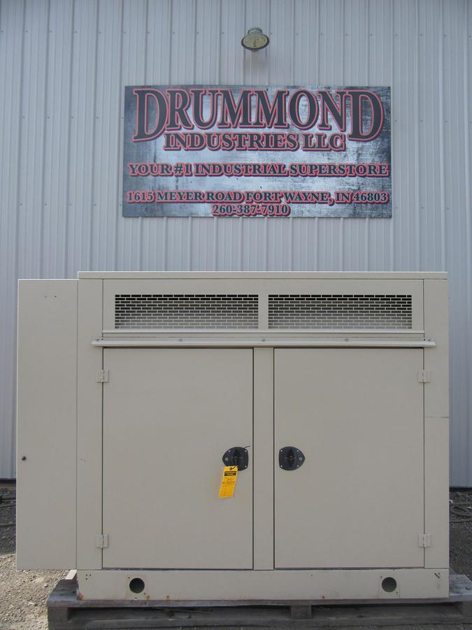 Used 30 KW NATURAL GAS PROPANE GENERATOR KATOLIGHT 120/240V RE-CONNECTABLE 667 HRS VIDEO WE SHIP