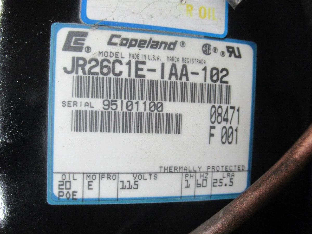 Used COPELAND SCROLL COMPRESSOR MODEL R26C1E-IAA-102 25.5 LRA 115 VAC 1 PH 60 HZ