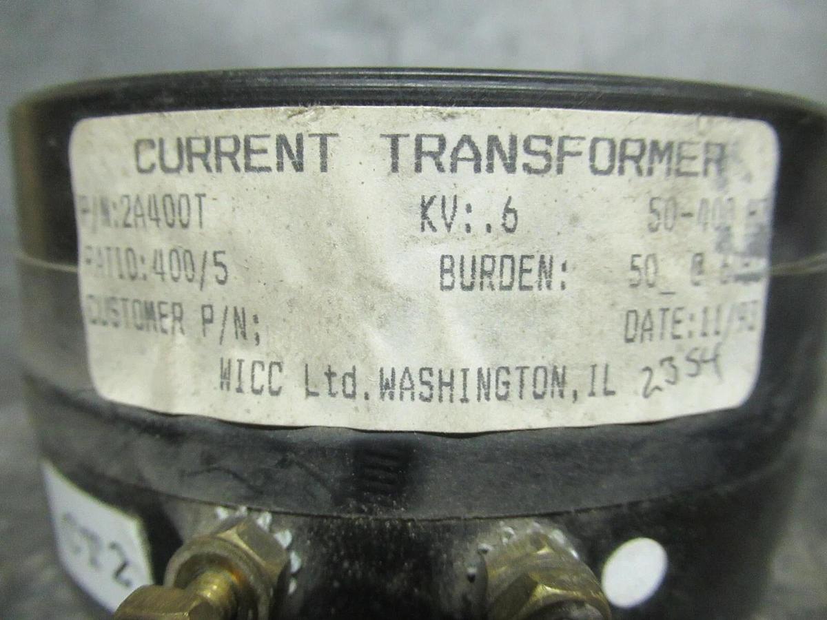 Used WICC LTD CURRENT TRANSFORMER 2A400T RATIO: 400:5 A **WARRANTY**