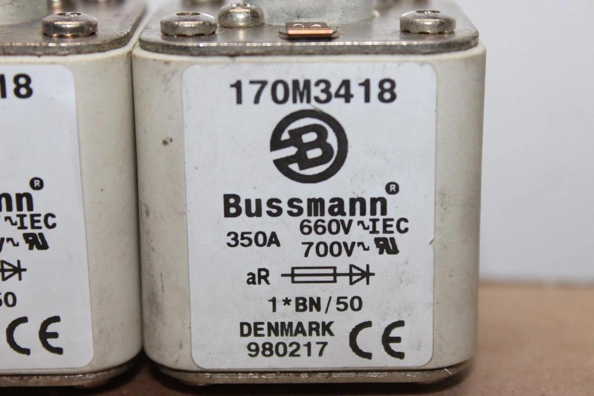 Used LOT OF 3 BUSSMANN SQUARE BODY FUSE 170M3418 350 AMP 700 VAC **WARRANTY**