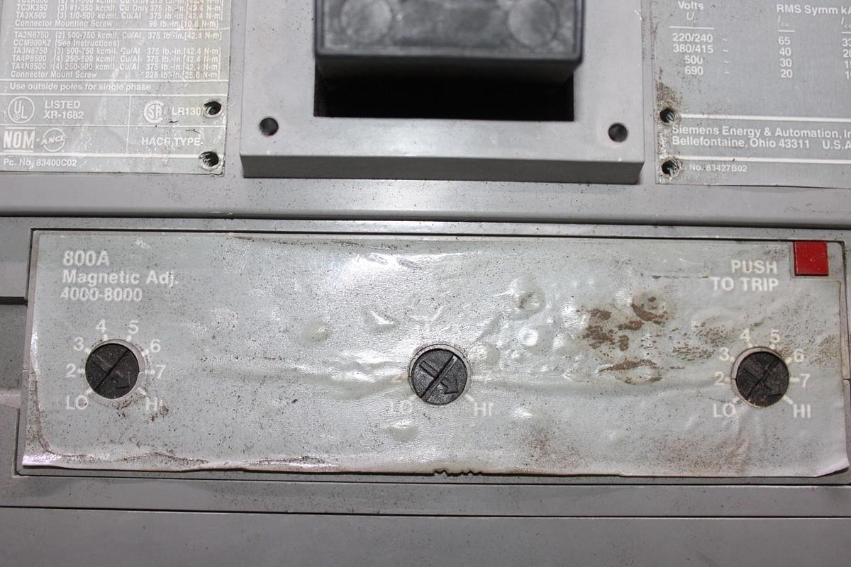 Used SIEMENS SENTRON CIRCUIT BREAKER MD63F800 800 AMP 600 VAC 3-POLE **WARRANTY**