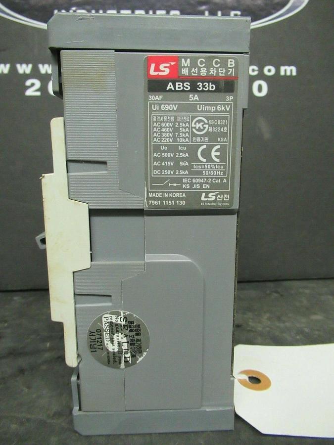 Used 5 AMP LS / MEC MCCB BREAKER ABS 33B 600 VAC 3 POLE **WARRANTY INCLUDED**