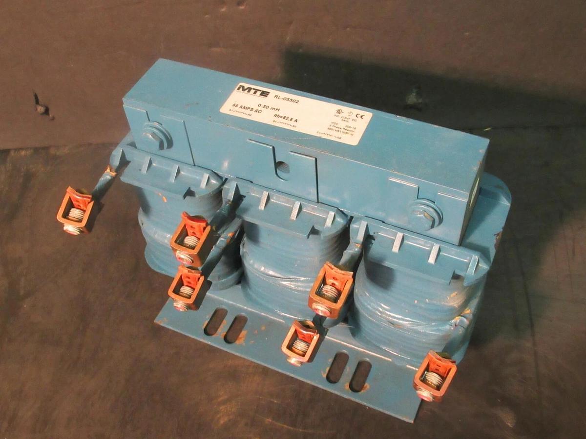 Used MTE CORPORATION 3 PH REACTOR CAT# RL-05502 P/N: 200-18 0.50 mH 55 AMP 600 V MAX