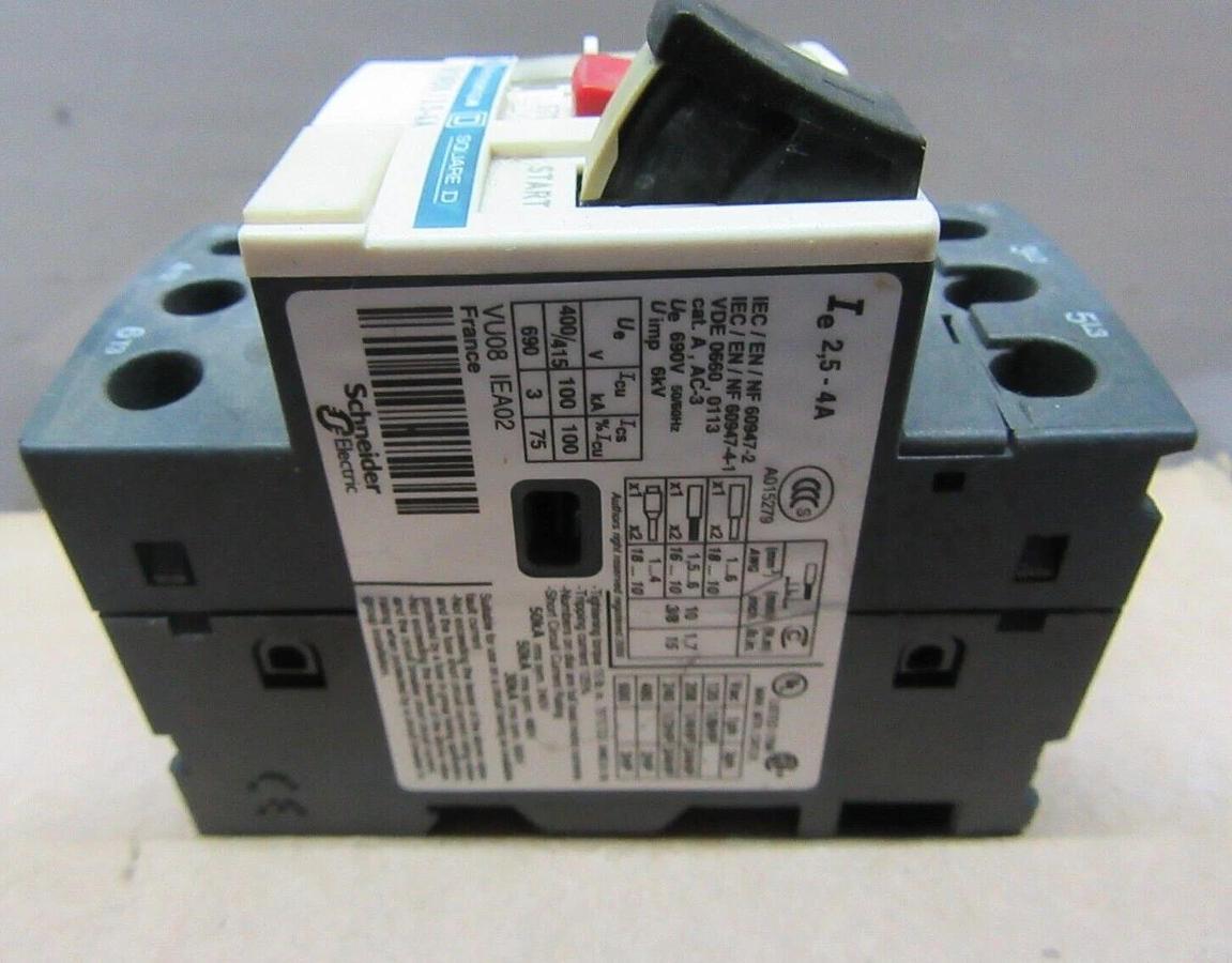 Used LOT OF 2 SQUARE D MANUAL MOTOR STARTER GV2ME08 2.5-4 AMP 600 VAC 3 HP
