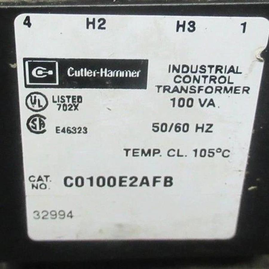 Used CUTLER HAMMER CONTROL TRANSFORMER 480/240V TO 120 V 100VA (0.1 KVA) C0100E2AFB