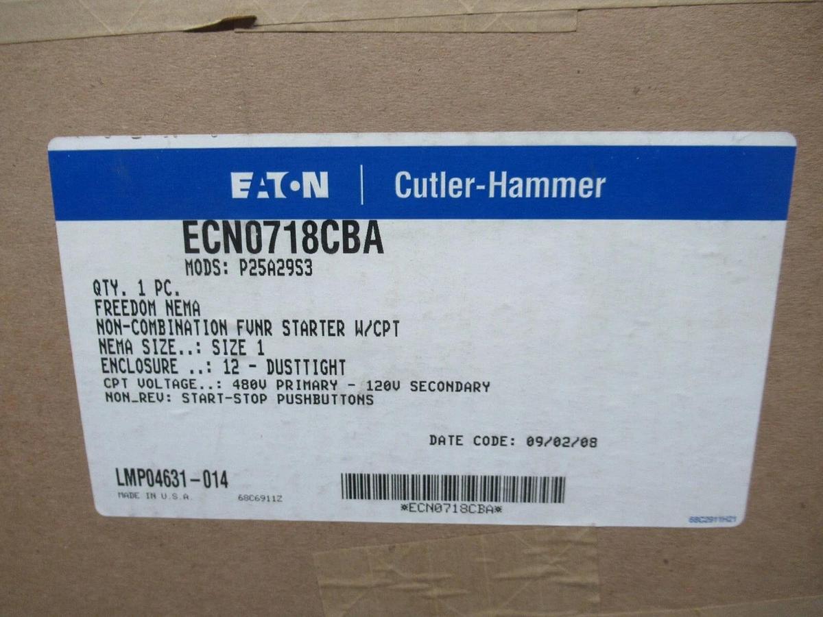 EATON COMBINATION STARTER ECN0718CBA NEMA: 12 W/ AN16DN0 27 AMP NEMA SIZE 1