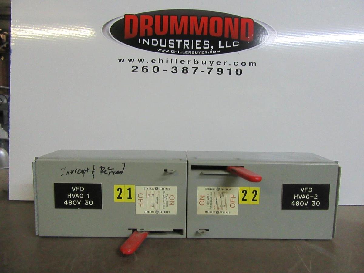 Used GE TWIN QMR PANELBOARD FUSIBLE DISCONNECT QMR361 30 AMP 600 VAC 20 HP