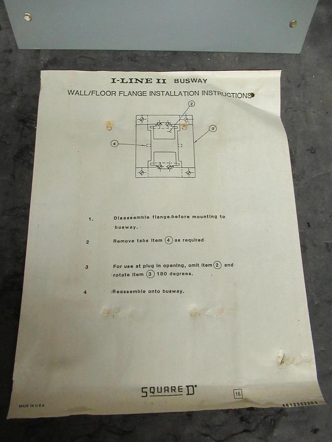 SQUARE D BUSWAY WALL AND FLOOR FLANGE ACF53WF I-LINE II 81249 BRACKET 1200 AMP