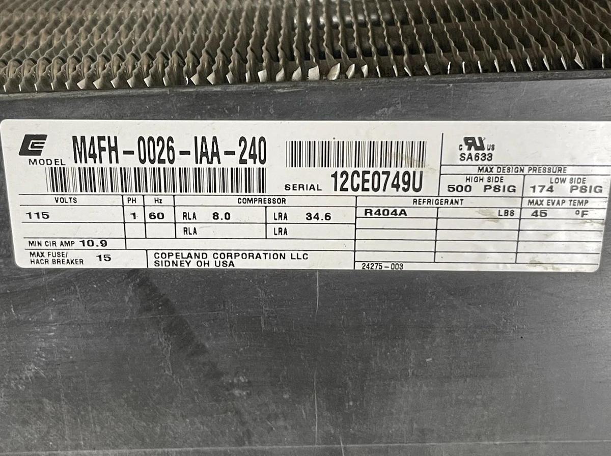 Used TRANE CHILLER PURGE PUMP PRGDA101AE000 M4FH-0026-IAA-240 115 VOLT 12.3 AMP