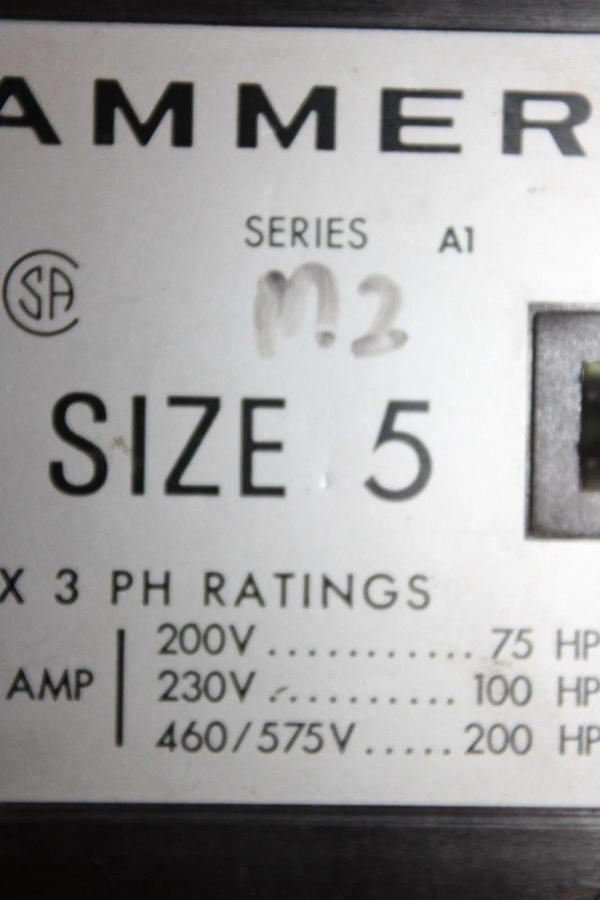 Used CUTLER-HAMMER NEMA CONTACTOR C10GN3 NEMA SIZE 5 270 AMP 600 VOLT 3-PHASE