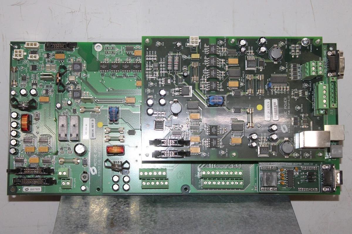 Used ACTIVE POWER SYSTEM I/O BOARD 30115-03 30114 REV. D W/ DAUGHTER BOARD 30126-2 A