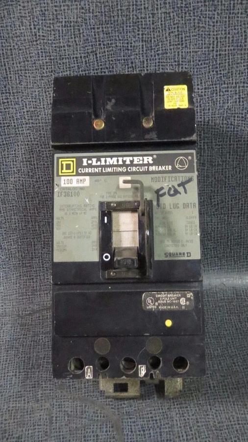 Used SQUARE D I-LIMITER I-LINE CIRCUIT BREAKER 100 AMP 600 VAC 3 POLE MODEL IF36100