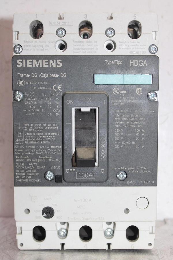 Used SIEMENS HDGA CIRCUIT BREAKER HDX3B100 100 AMP 600 VAC 3-POLE **WARRANTY**
