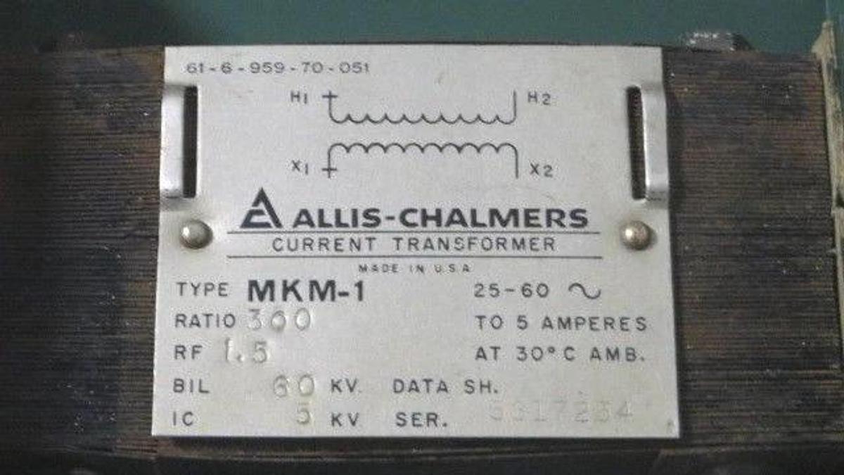 ALLIS CHALMERS CLASSIC CURRENT TRANSFORMER TYPE MKM-1 60 KV 5 AMP 300:1