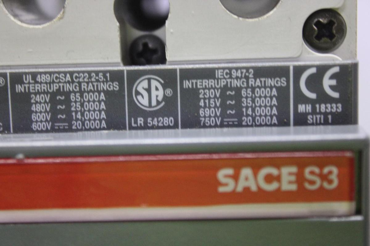 Used ABB CIRCUIT BREAKER SACE S3 S3N 100 AMP 3-POLE 600 VAC **WARRANTY**