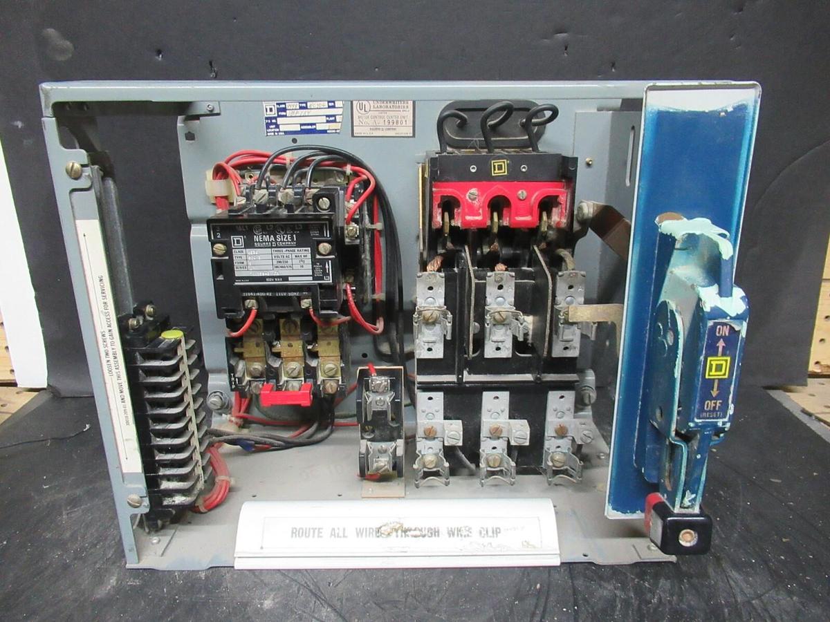 Used SQUARE D MCC MOTOR CONTROL STARTER 12" MODEL 4 W/ NEMA SIZE 1 8536SCO3 10 HP