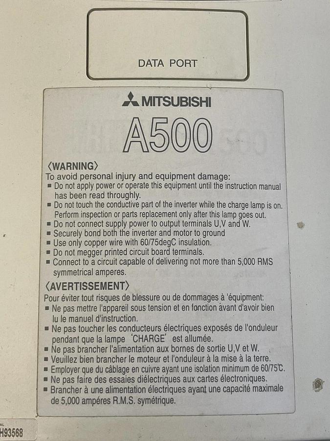 Used MITSUBISHI INVERTER DRIVE A500 FR-A520-5.5K-NA 240 VAC 35.5 AMP **WARRANTY**