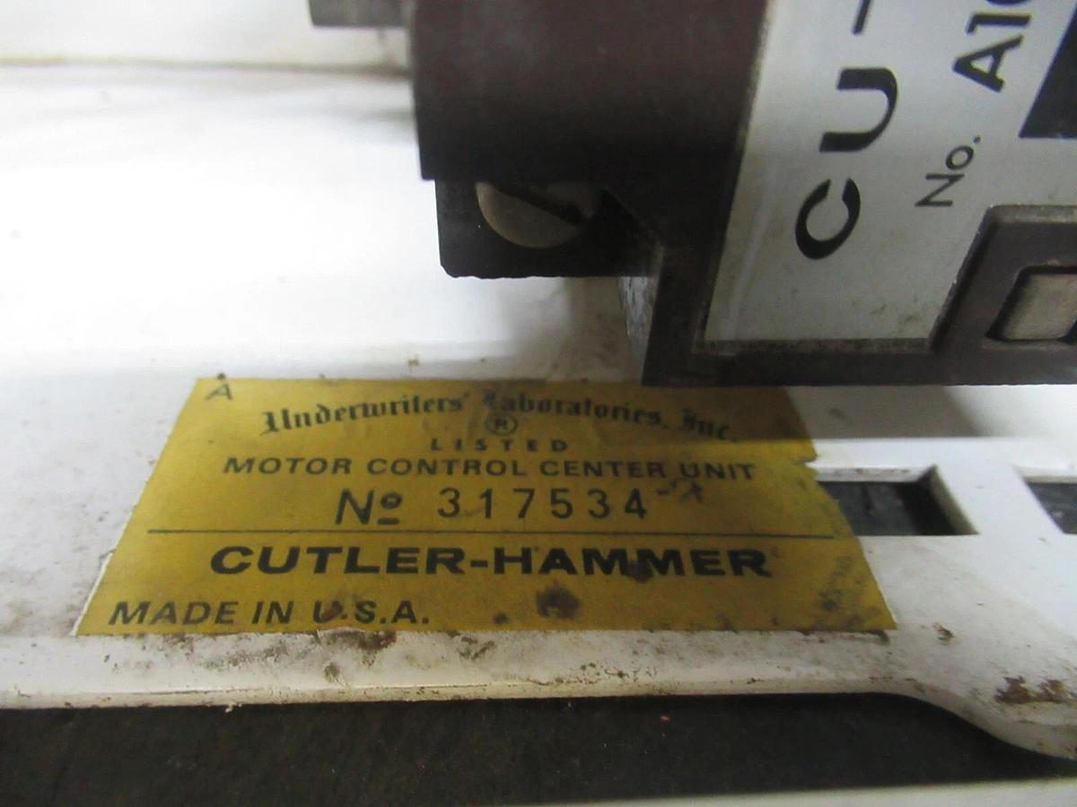 Used CUTLER HAMMER MOTOR STARTER CONTROL 17" W/ A10DN0 NEMA SIZE 2 30 AMP 600 VAC