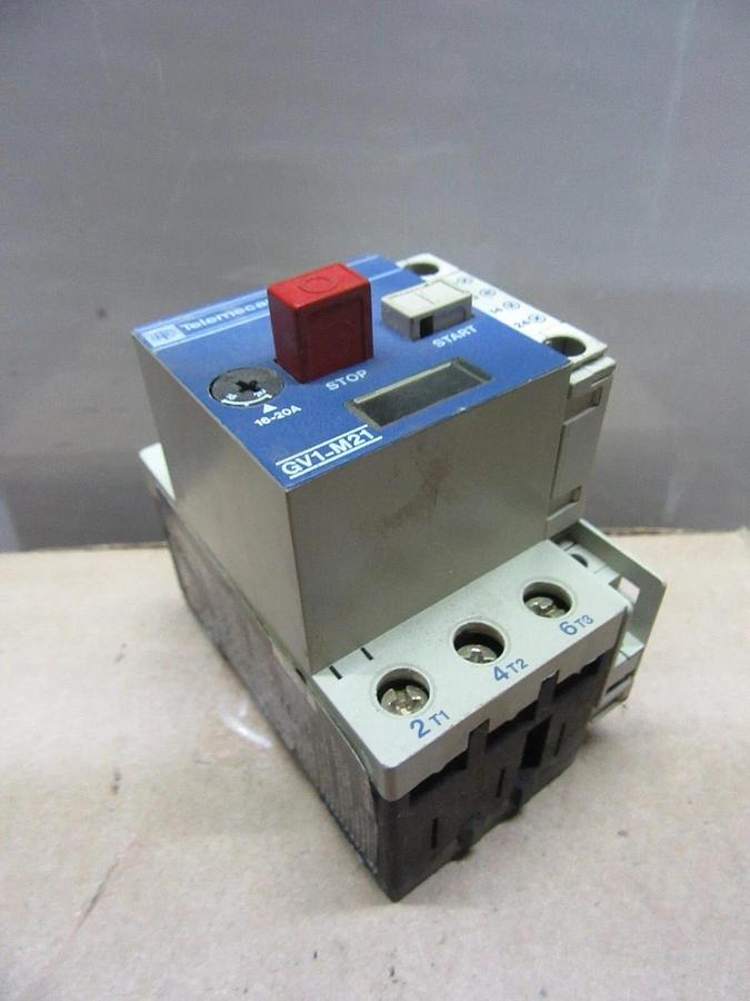 Used TELEMECANIQUE MANUAL MOTOR STARTER GV1-M21 600 VAC 15 HP 20 AMP 3-PHASE