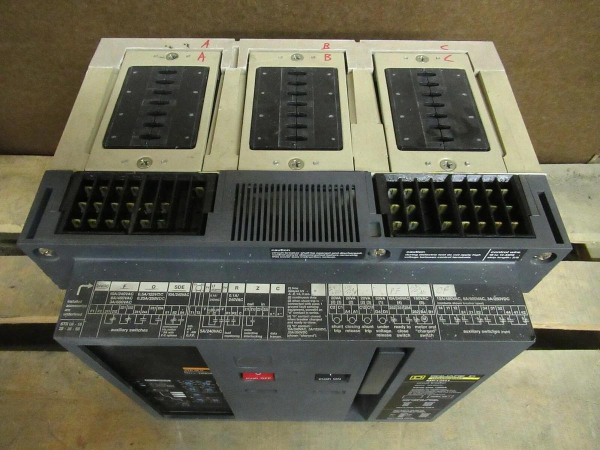 Used 1200 AMP SQUARE D MP12H1 MASTERPACT CIRCUIT BREAKER STR58U TRIP 54750 600 VAC