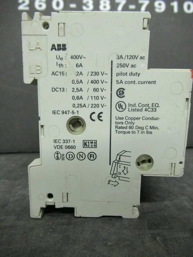 Used ABB MANUAL MOTOR START MS325 0.25-0.40 AMP 480 VAC W/ AUXILIARY CONTACTS