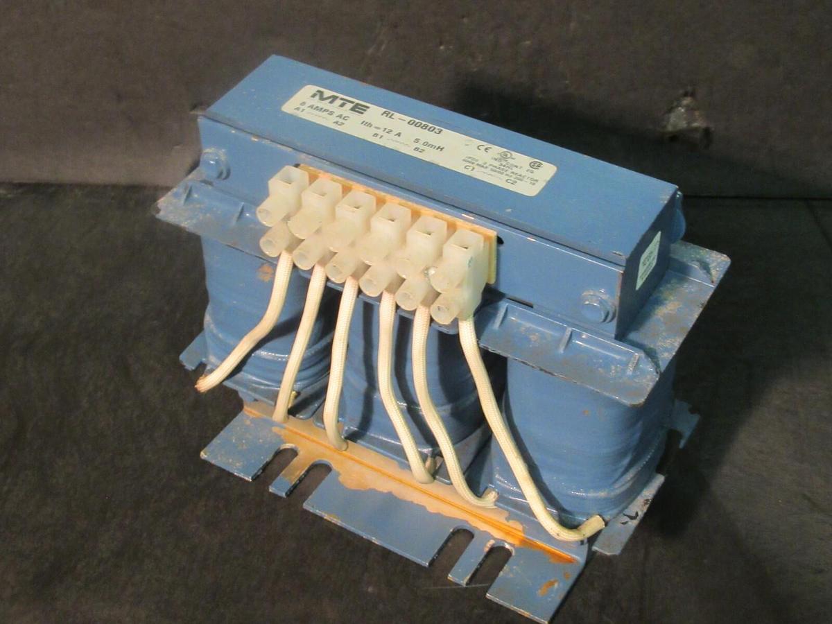 Used MTE CORPORATION 3 PH REACTOR CAT# RL-00803 P/N: 34HL 5.0 mH 8 AMP 600 V MAX