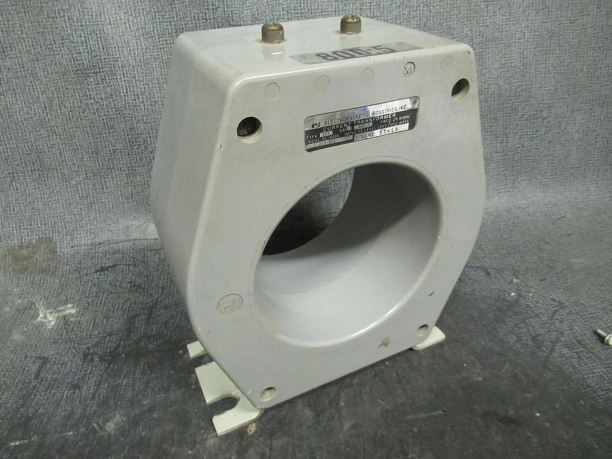Used ELECTROMAGNETIC INDUSTRIES INC CT CAT: 203-801 800:5 A 25-400 HZ 600 VOLTS