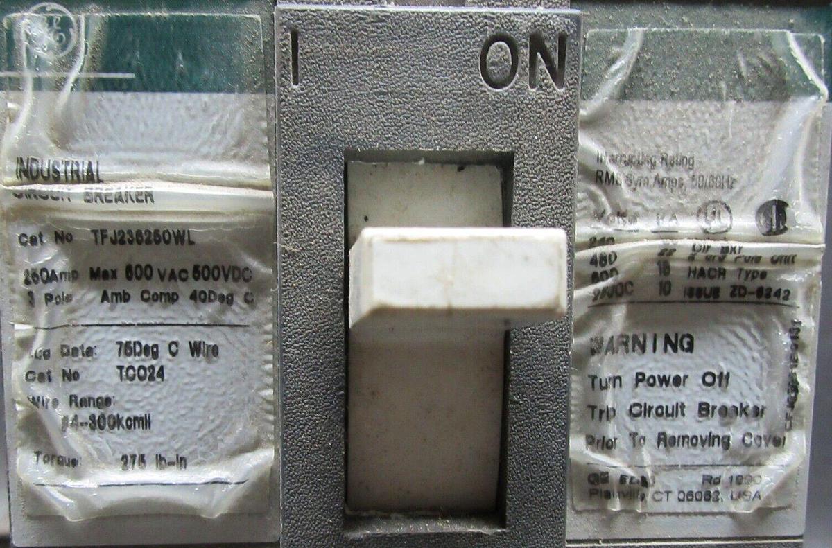 Used GE CIRCUIT BREAKER TFJ236250WL 250 AMP 600 VAC 3-POLE **WARRANTY INCLUDED**