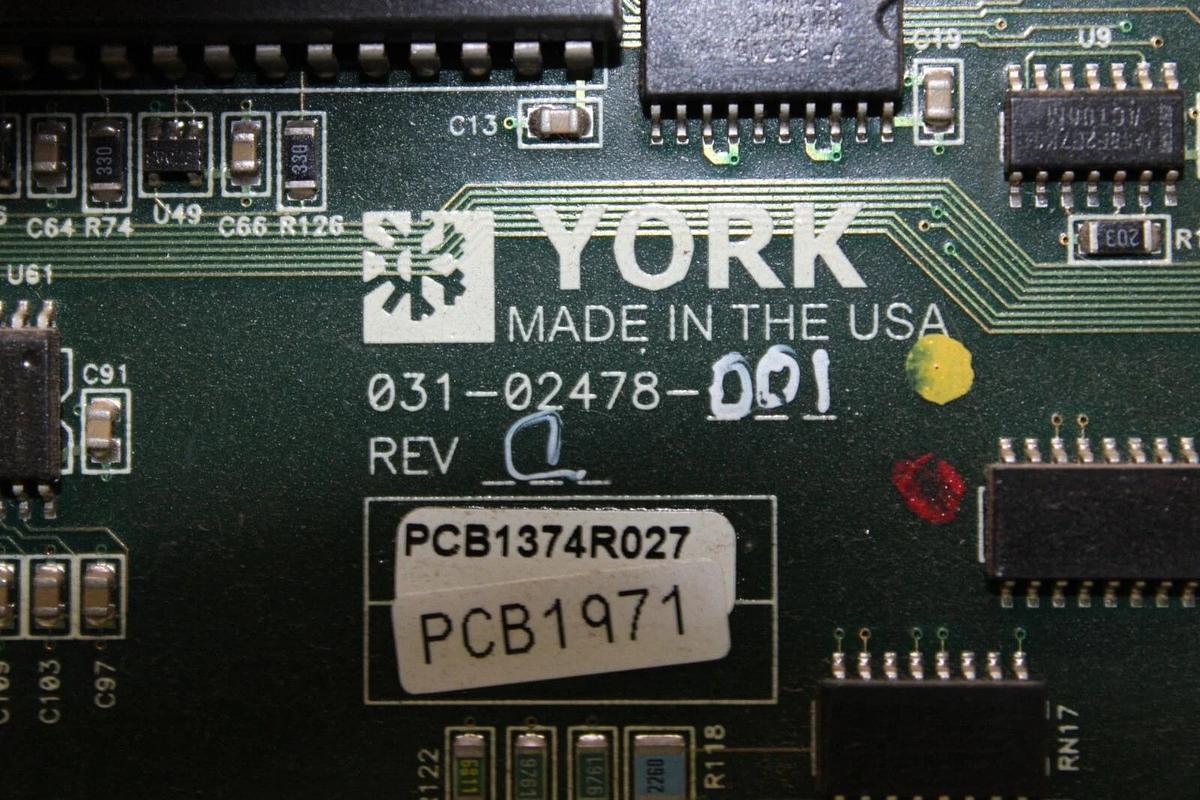 Used YORK CHILLER MAIN CONTROL CIRCUIT BOARD 031-02478-001 REV. C *WARRANTY*