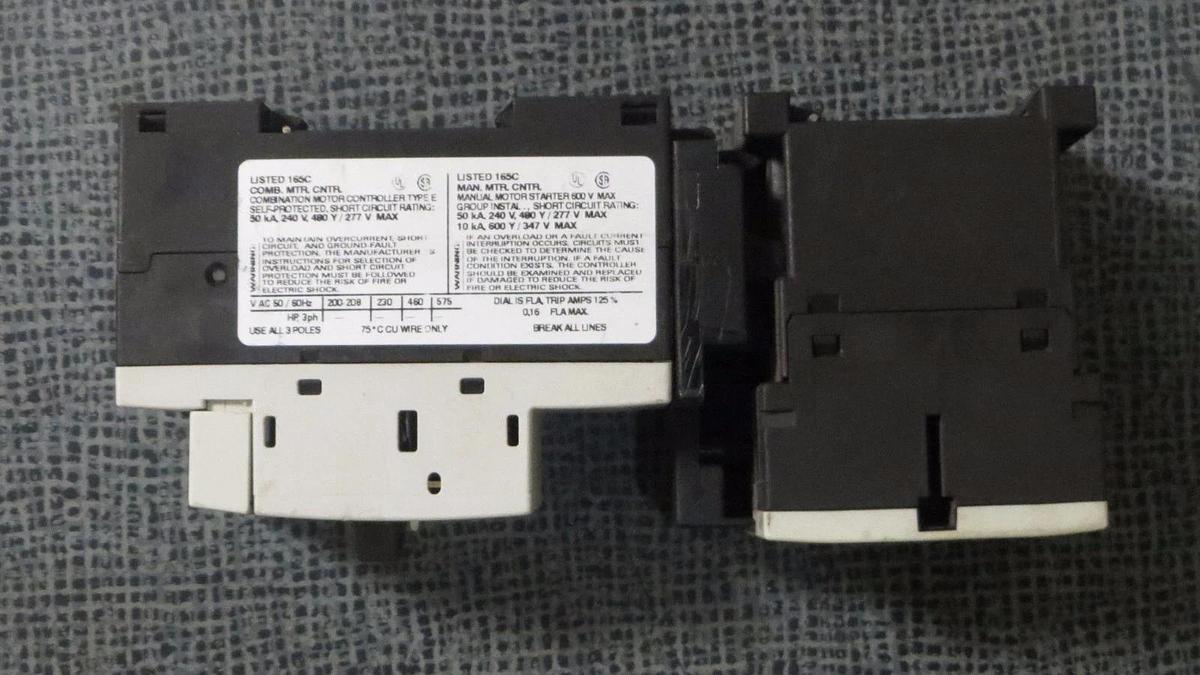 Used SIEMENS SIRIUS 3R STARTER SET 0.11-0.16 AMP 3RV1011-0AA15 WITH 3RT1016-1BB42