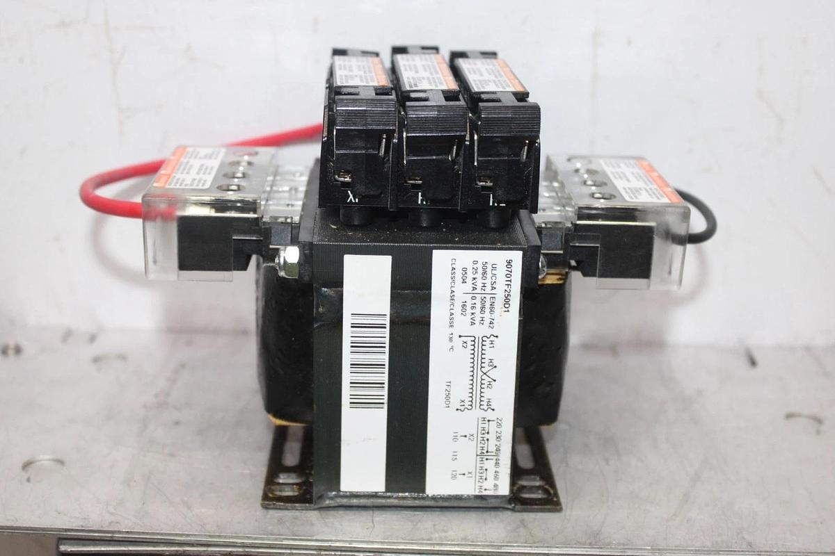Used SQUARE D TRANSFORMER 9070TF250D1 0.25 KVA HIGH: 240/480 VOLT LOW: 120 VOLT