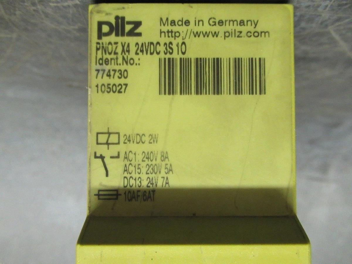 Used PILZ 2-CHANNEL SAFETY RELAY PNOZ-X4 C01C01N2-K011 240 VAC 8 AMP COIL: 24 VDC