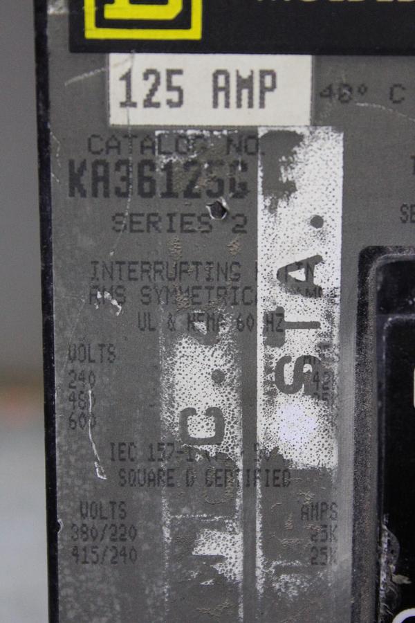 Used SQUARE D I-LINE CIRCUIT BREAKER KA36200 200 AMP 600 VOLT 3-POLE