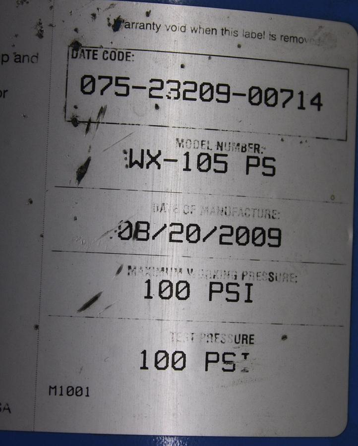 Used WELLXTROL 5.3 GALLON PRESSURE TANK WX105PS 150 PSI