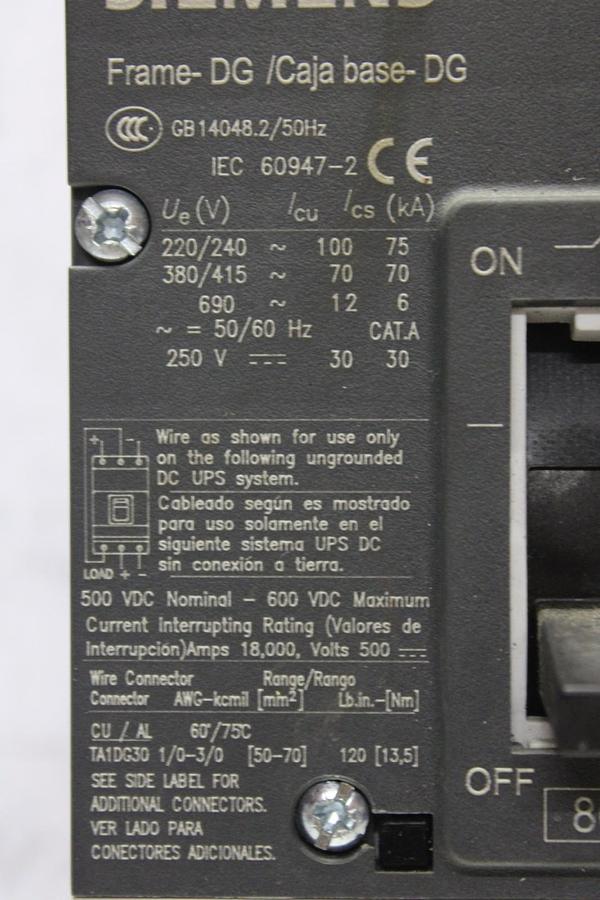 Used SIEMENS HDGA CIRCUIT BREAKER HDX3B080 80 AMP 600 VAC 3-POLE **WARRANTY**