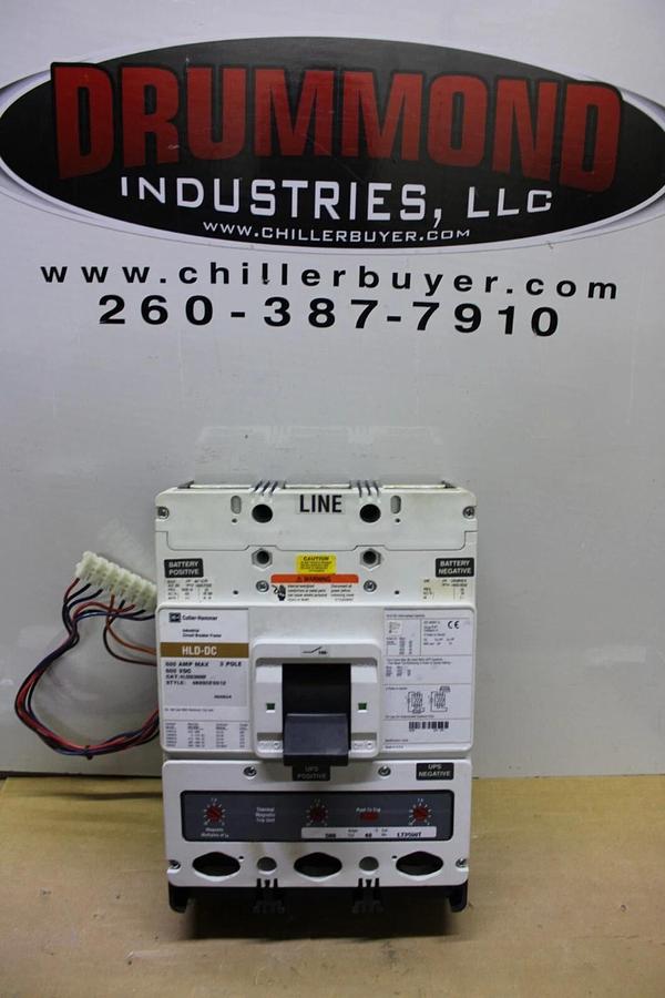 Used CUTLER-HAMMER DC CIRCUIT BREAKER HLDDC3600F 500 AMP TRIP 600 VDC W/ PLUG