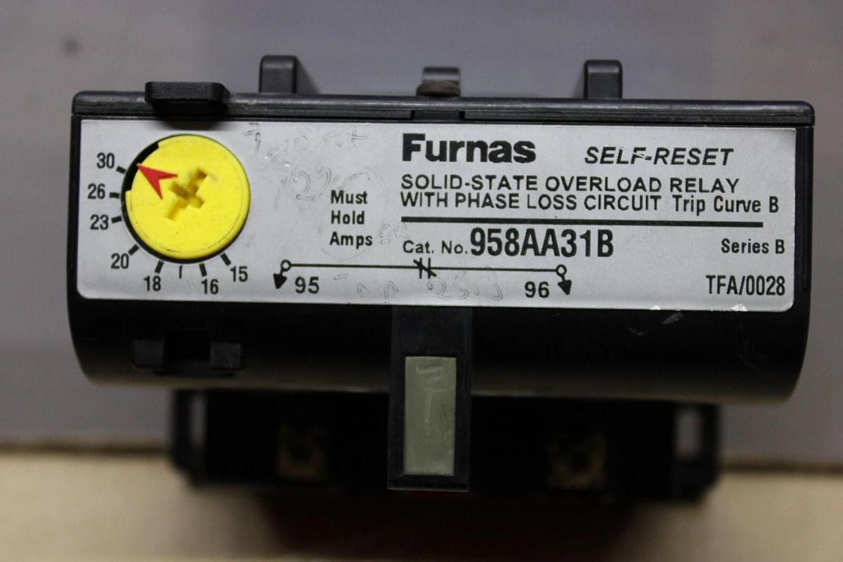 Used FURNAS OVERLOAD RELAY 958AA31B 15-30 AMP 3-PHASE 600 VOLT **WARRANTY**