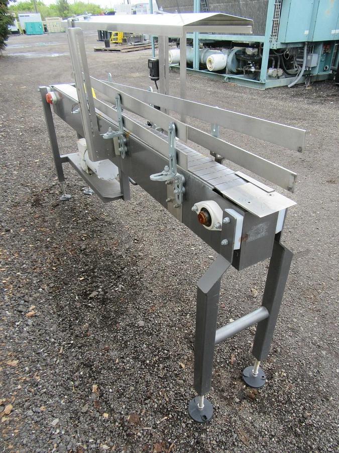 Used 4 1/2"  X 80" LONG SENTRY PLASTIC BELT BOTTLE CONVEYOR 1 HP 230/460 V 3 PH