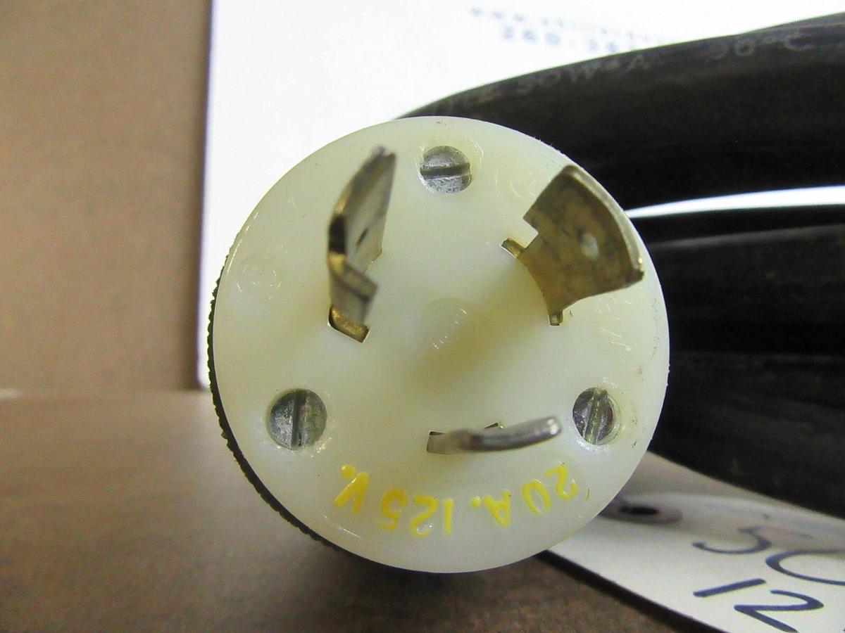 Used 50' SO 12/3 POWER CORD WIRE W/ 20 A 120 V 1 PH HUBBELL TWIST-LOCK PLUGS SOW-A