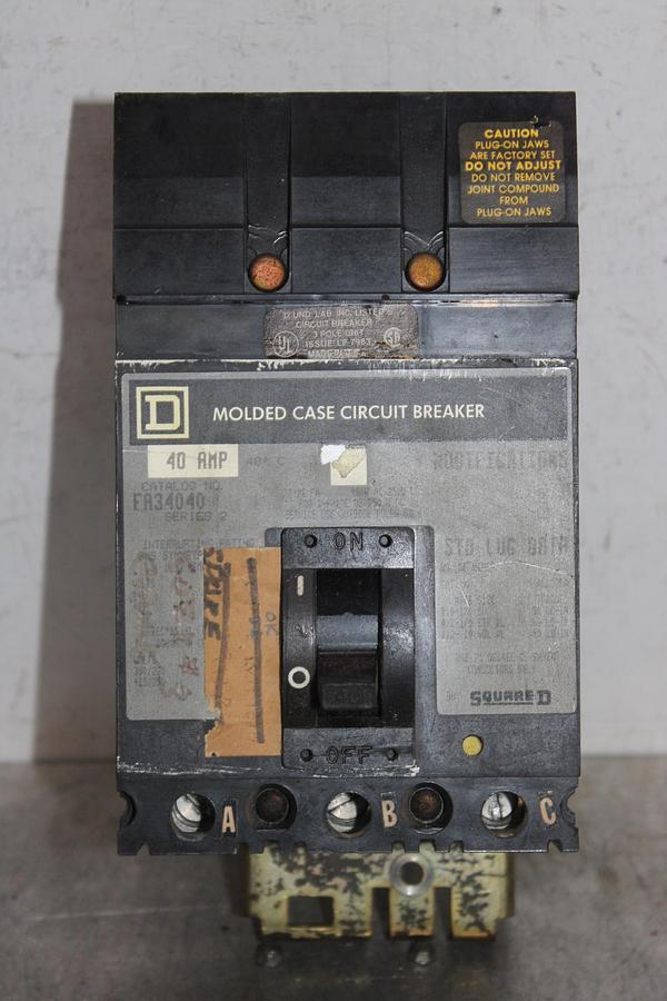 Used SQUARE D I-LINE CIRCUIT BREAKER FA36020 20 AMP 600 VAC 3-POLE