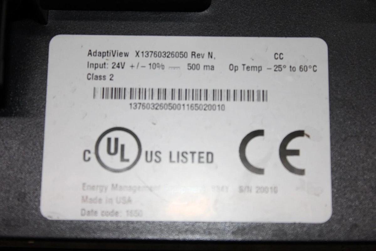 Used TRANE ADAPTIVIEW CHILLER TOUCH DISPLAY X13760326050 REV. N 24V W/ ARM