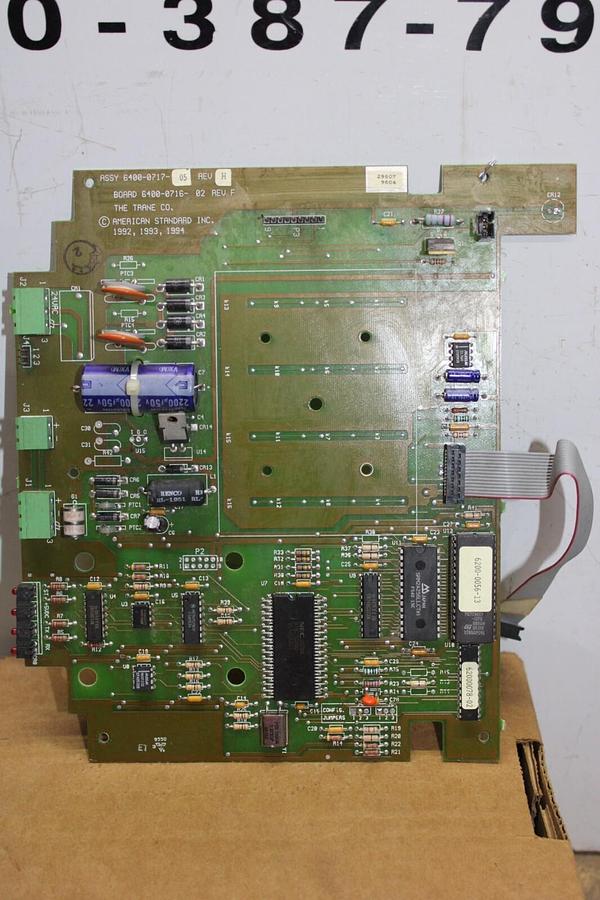 Used TRANE INTERACTIVE DISPLAY CIRCUIT BOARD 6400-0717-05 REV. H 6400-0716-02 REV. F