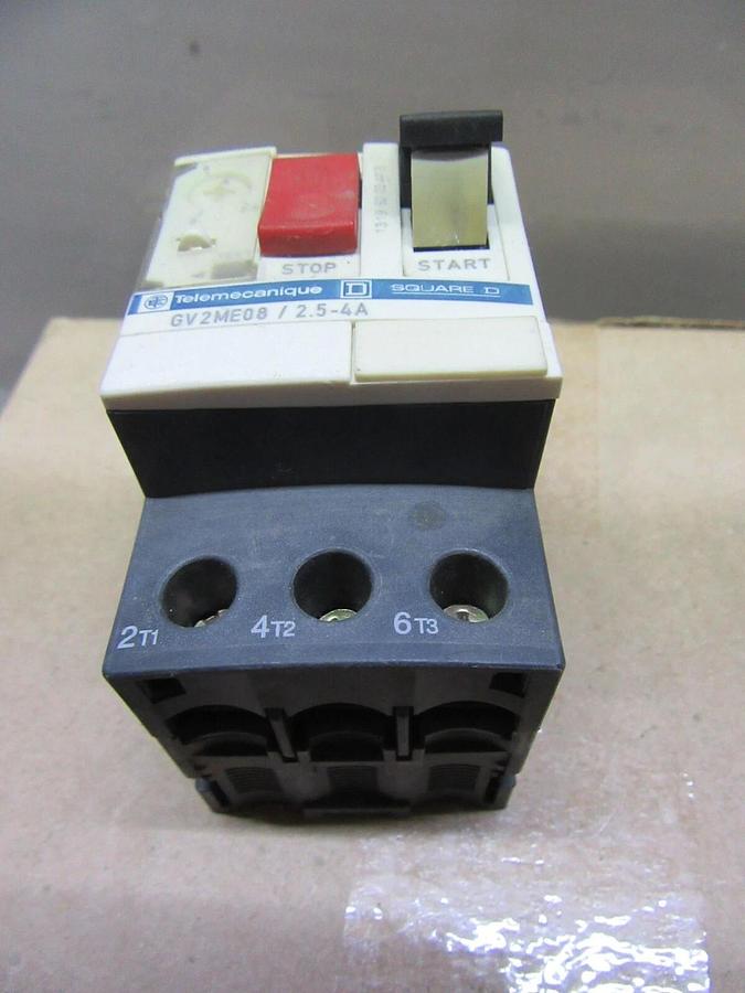 Used LOT OF 2 SQUARE D MANUAL MOTOR STARTER GV2ME08 2.5-4 AMP 600 VAC 3 HP