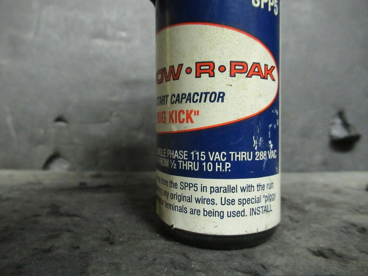 Used SUPCO SPP5 HARD START CAPACITOR STARTER POW-R-PAK 115 - 288 VAC 1/2 - 10 HP 22 A