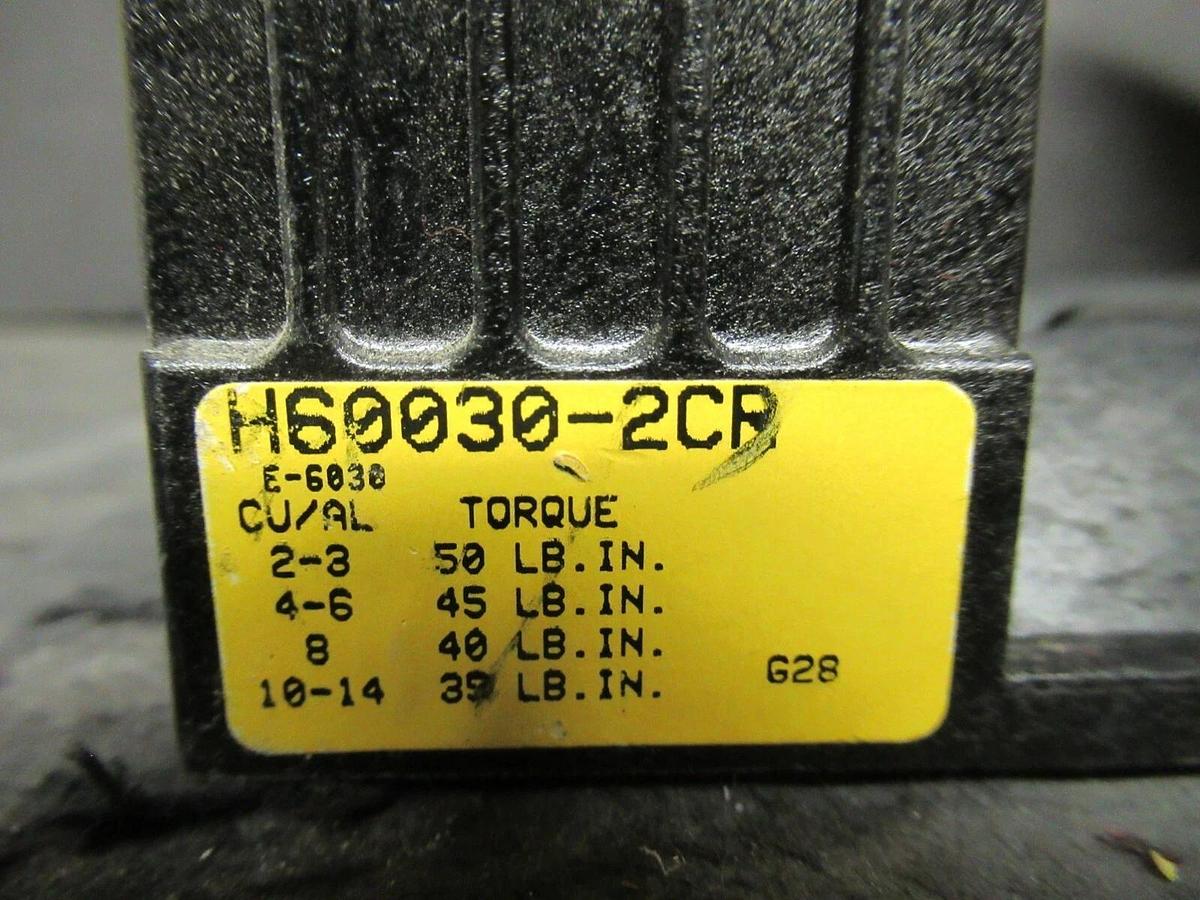 Used (2) BUSSMANN FUSE HOLDER H60030-2CR FOR 30 AMP 600 V CLASS M FUSES **WARRANTY**