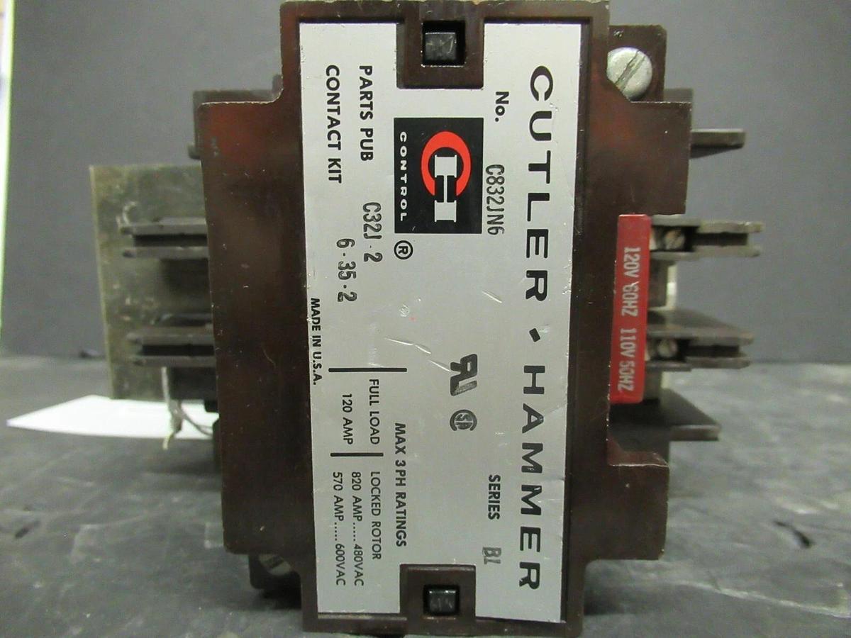 Used 120 AMP CUTLER HAMMER CONTACTOR C832JN6 SER. B1 COIL: 120 VAC **WARRANTY**