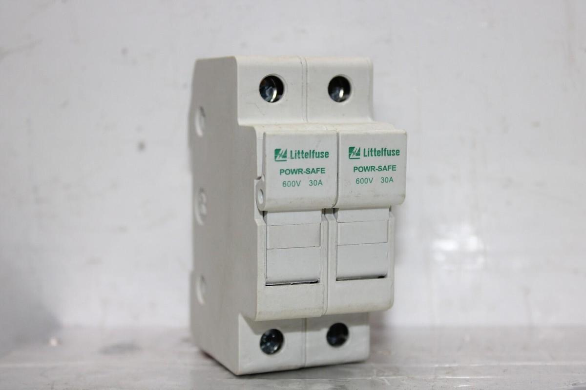Used LITTELFUSE POWER-SAFE FUSE HOLDER LPSC-CH 2-POLE 600 VOLT 30 AMP CLASS CC