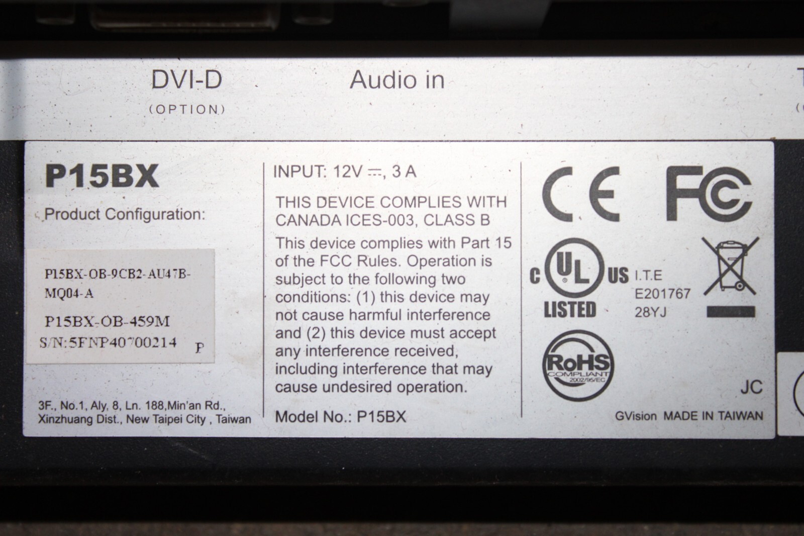 Used GVISION LCD TOUCHSCREEN DISPLAY FOR MCQUAY CHILLER P15BX-OB-9CB2-AU47B-MQ04-A